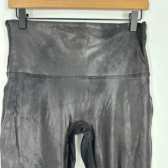 Spanx Black Faux Leather Shaping Leggings Womens Size XL - Picture 4 of 6